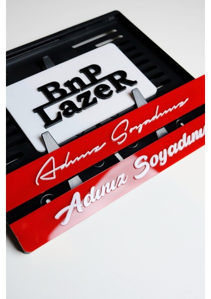 Isme Özel Kırmızı Pleksi Lazer Kesim Motor Plakalık