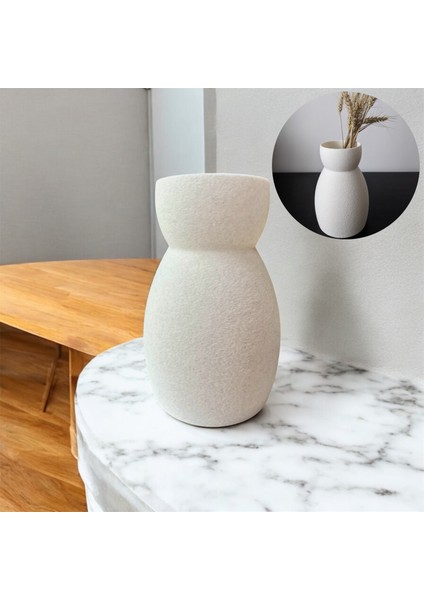 Store Bohem Tarzda Dokulu Seramik Görünümlü Vazo – Minimalist ve Doğal Dokulu (Biyoplastik) 25 cm