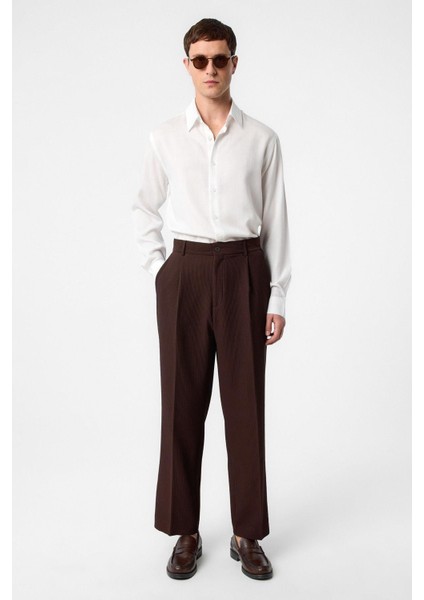 Kahve Baggy Fitilli Erkek Pantolon modelleri