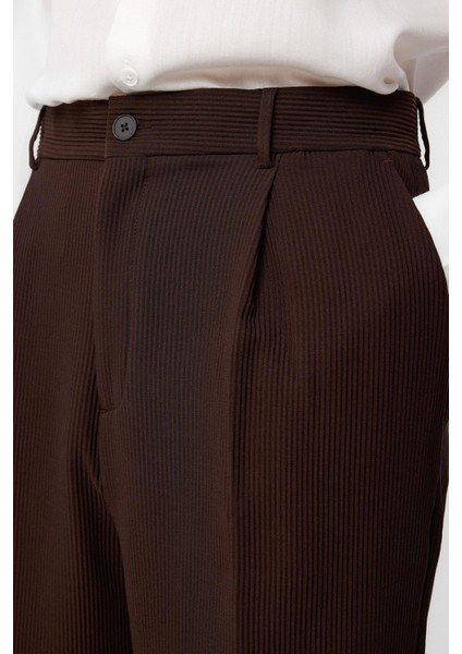 Kahve Baggy Fitilli Erkek Pantolon fırsatları