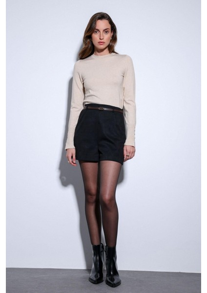 Bej Basic Kadın Triko Kazak