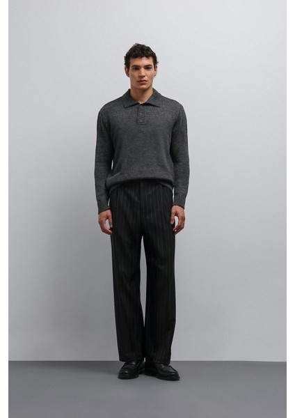 Gri Melanj Düğmeli Yaka Erkek Kazak fiyatları