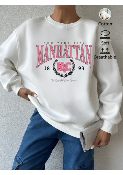Premium Oversize Kesim Uzun Kollu Baskılı Sweatshirt
