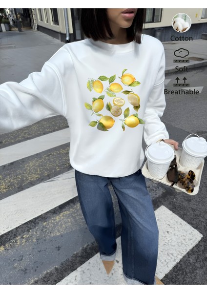Premium Oversize Kesim Uzun Kollu Baskılı Sweatshirt