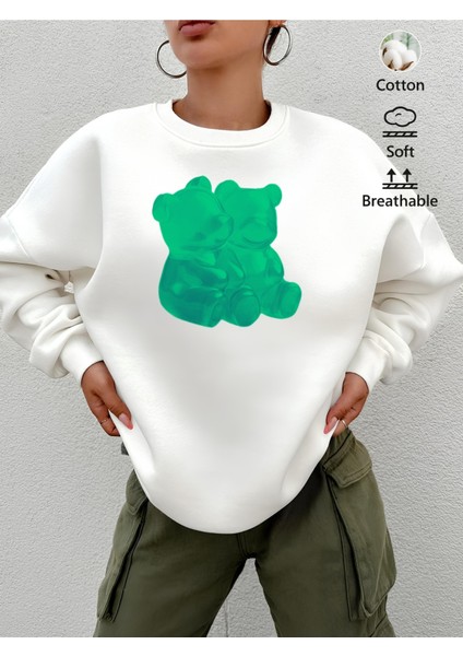 Premium Oversize Kesim Uzun Kollu Baskılı Sweatshirt