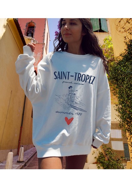 Premium Oversize Kesim Uzun Kollu Baskılı Sweatshirt