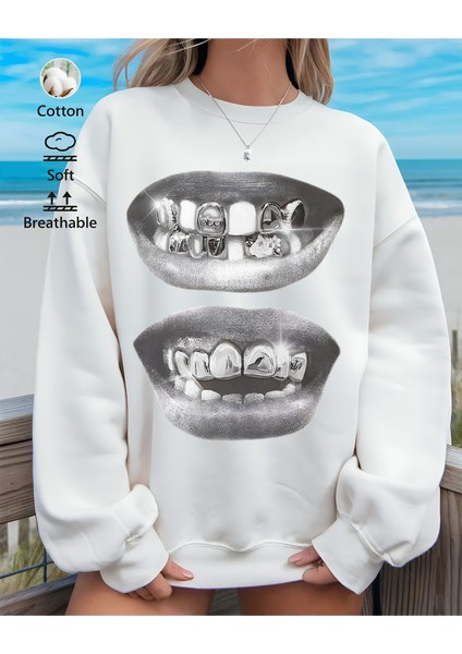 Premium Oversize Kesim Uzun Kollu Baskılı Sweatshirt