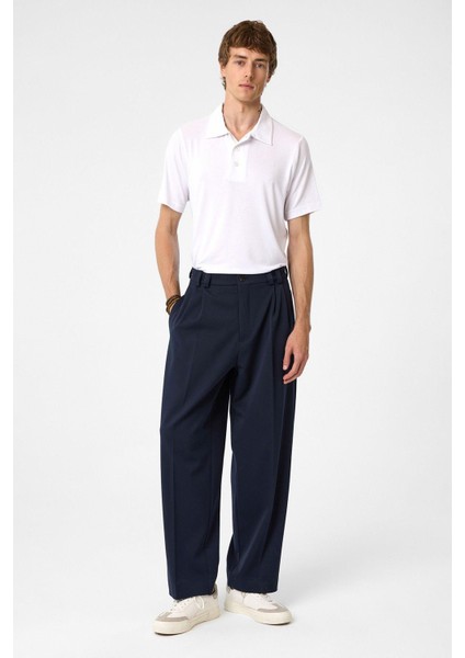 Lacivert Yüksel Bel Relax Fit Pileli Erkek Pantolon fiyatları