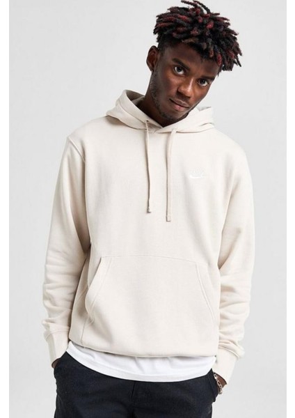 Clup Fleece Pullover Bb Hoodie Şardonlu Erkek Krem Rengi Sweatshrit