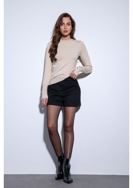 Bej Basic Kadın Triko Kazak fırsatları