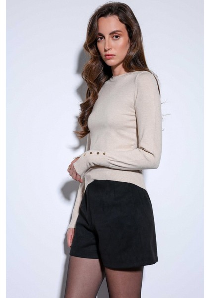 Bej Basic Kadın Triko Kazak indirimleri