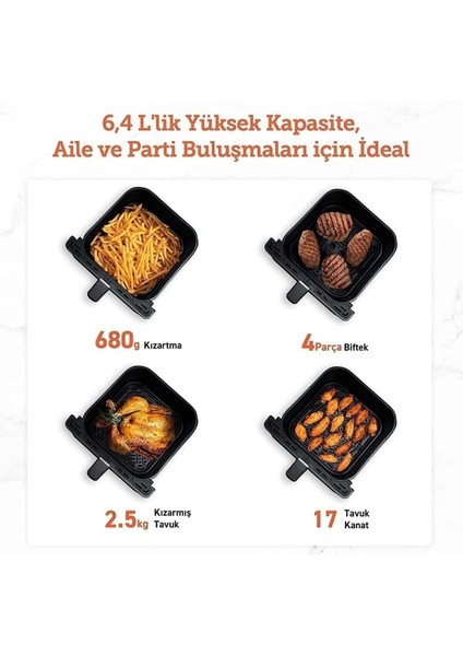 Ikili Sıcak Hava Fritözü, 6.4l, Şık Siyah Tasarım, Sağlıklı ve Pratik Kullanım. fiyatları