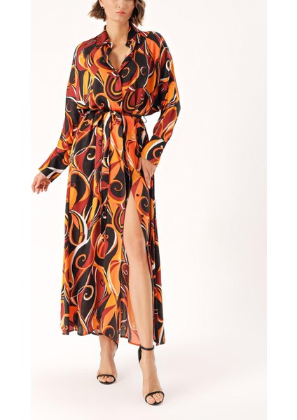 Desenli Bol Kesim Gömlek Elbise 94140