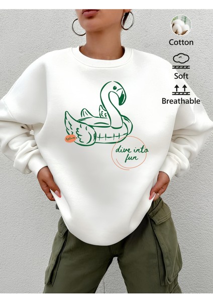 Premium Oversize Kesim Uzun Kollu Baskılı Sweatshirt