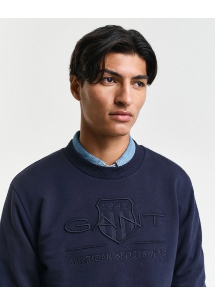 Bisiklet Yaka Logolu Regular Sweatshirt modelleri