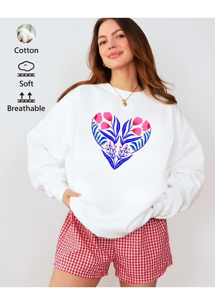 Premium Oversize Kesim Uzun Kollu Baskılı Sweatshirt