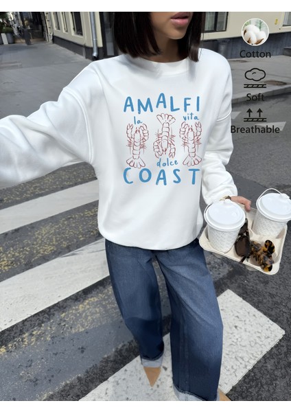 Premium Oversize Kesim Uzun Kollu Baskılı Sweatshirt