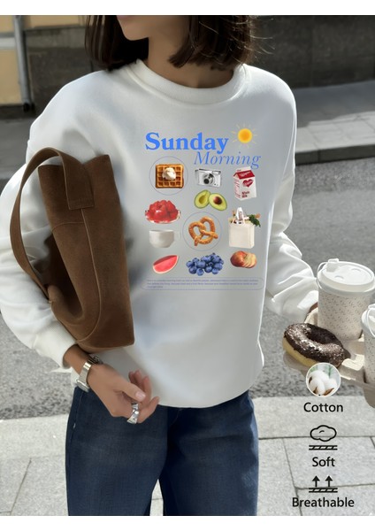 Premium Oversize Kesim Uzun Kollu Baskılı Sweatshirt