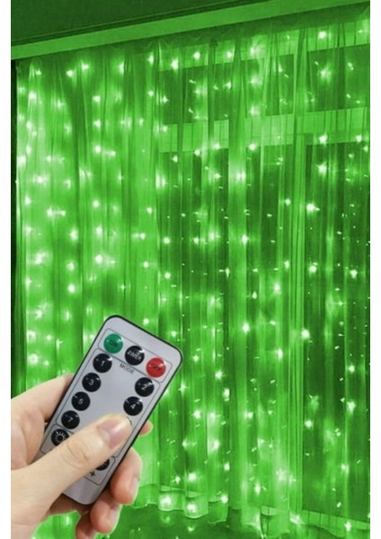 Yeşil Perde LED 3x3 Metre USB Kumandalı 8 Mod Animasyonlu Peri LED Işık