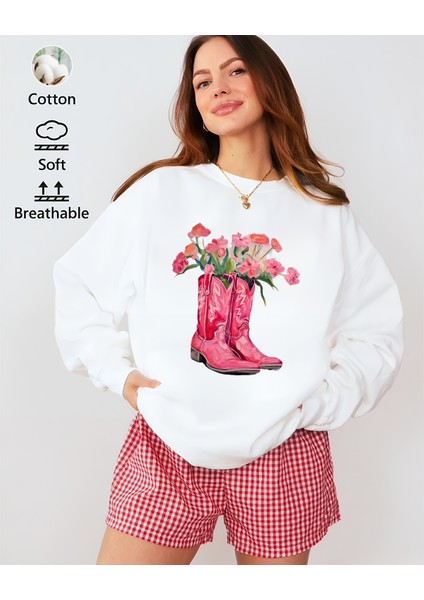 Premium Oversize Kesim Uzun Kollu Baskılı Sweatshirt