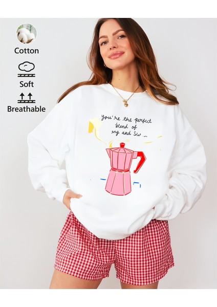 Premium Oversize Kesim Uzun Kollu Baskılı Sweatshirt