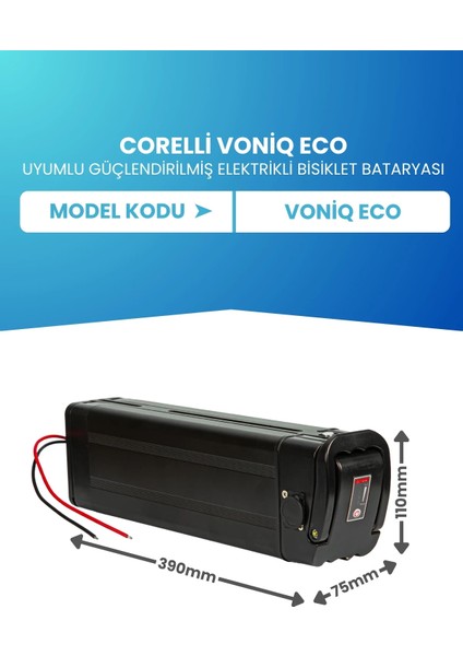 Corelli Voniq Eco Uyumlu 36V 10AH Güçlendirilmiş Elektrikli Bisiklet Bataryası fiyatları