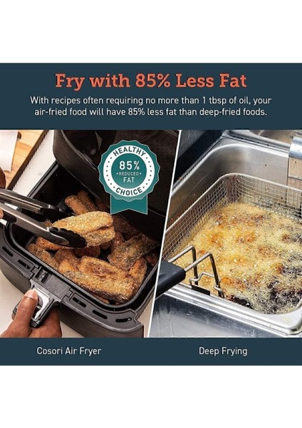 Yağsız Sıcak Hava Fritözü 5,5l Xxl, 1700W, Dijital LED Dokunmatik Ekran, 11 Program indirimleri