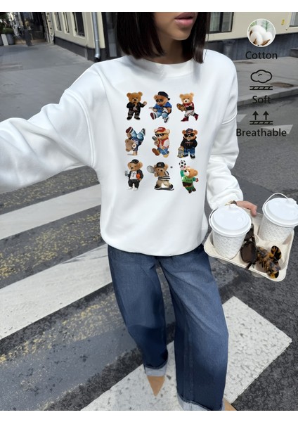 Premium Oversize Kesim Uzun Kollu Baskılı Sweatshirt