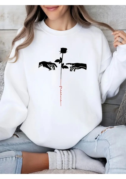 Premium Oversize Kesim Uzun Kollu Baskılı Sweatshirt