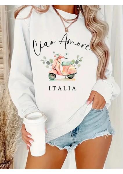 Premium Oversize Kesim Uzun Kollu Baskılı Sweatshirt