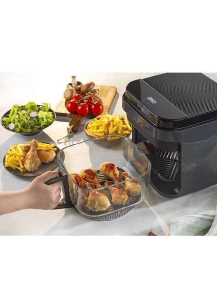 5 Litre Cam Air Fryer Siyah, Sağlıklı ve Pratik Pişirme Cihazı modelleri