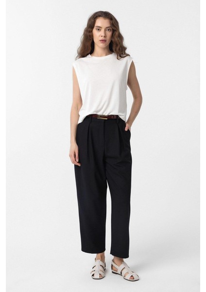 Siyah Pilili Soft Bilek Boyu Kadın Pantolon fiyatları