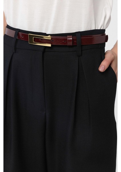 Siyah Pilili Soft Bilek Boyu Kadın Pantolon modelleri