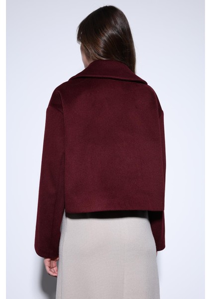 Bordo Kruvaze Kadın Kısa Kaban indirimleri
