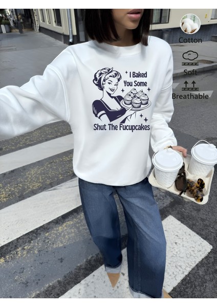 Premium Oversize Kesim Uzun Kollu Baskılı Sweatshirt