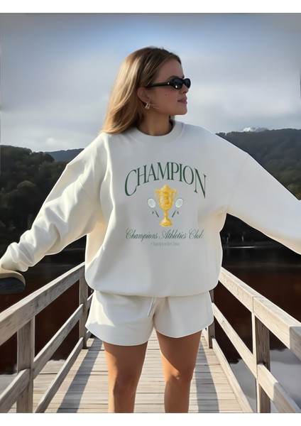 Premium Oversize Kesim Uzun Kollu Baskılı Sweatshirt