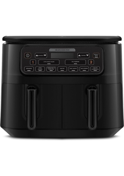 Air Pro Cook Duo Köz Xxxl 4+4 Litre Siyah Airfryer 8 Kişilik