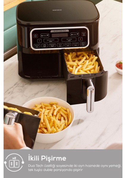 Air Pro Cook Duo Köz Xxxl 4+4 Litre Siyah Airfryer 8 Kişilik indirimleri