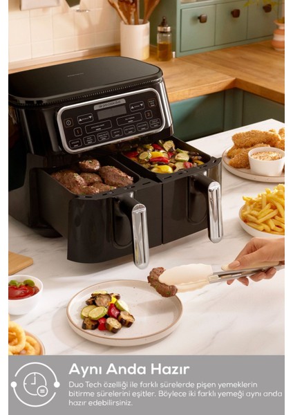 Air Pro Cook Duo Köz Xxxl 4+4 Litre Siyah Airfryer 8 Kişilik
