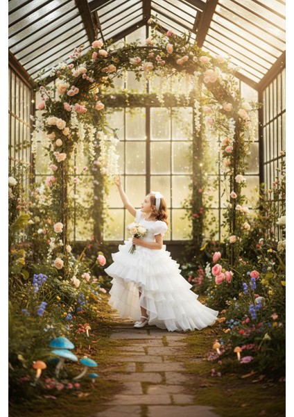 Beyaz Masal Kız Çocuk Abiye - Kat Kat Tüllü Kız Çocuk Doğum Günü Elbisesi - Balo Mezuniyet Elbisesi fiyatları