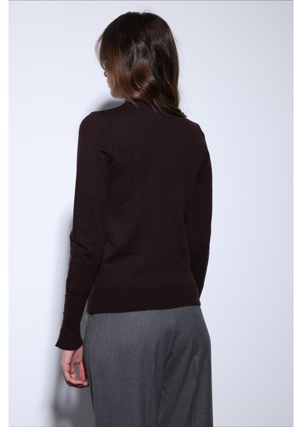 Açık Kahve Dik Yaka Triko Kazak indirimleri