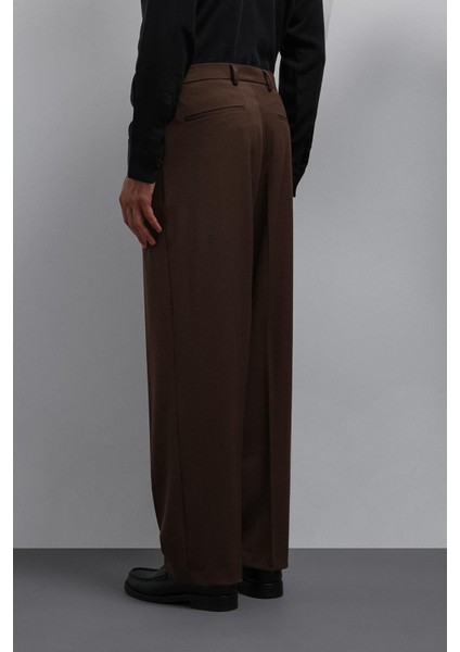 Kahve Relax Fit Baggy Pilili Erkek Pantolon indirimleri