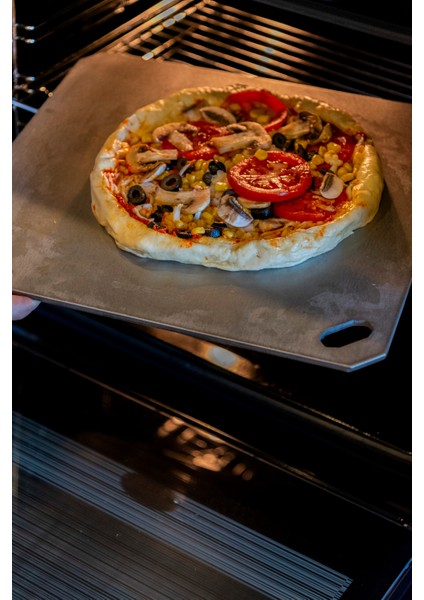 Gartner Pizza Çeliği - Pizza Taşı- Taş Fırın Lezzeti- 304 Paslanmaz Çelik - 36X33 cm