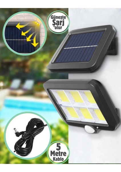 Ayrı Güneş Panelli 120 LED 3 Mod Güneş Enerjili Solar Bahçe Aydınlatma modelleri