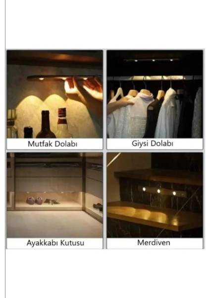 Hareket Sensörlü - Dekoratif Gece Lambası - USB Şarjlı LED Aydınlatma Siyah Kasa 40CM Şarjlı Dolap L indirimleri