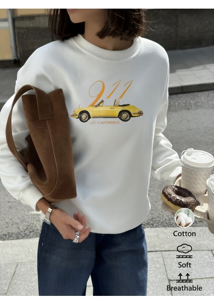 Premium Oversize Kesim Uzun Kollu Baskılı Sweatshirt