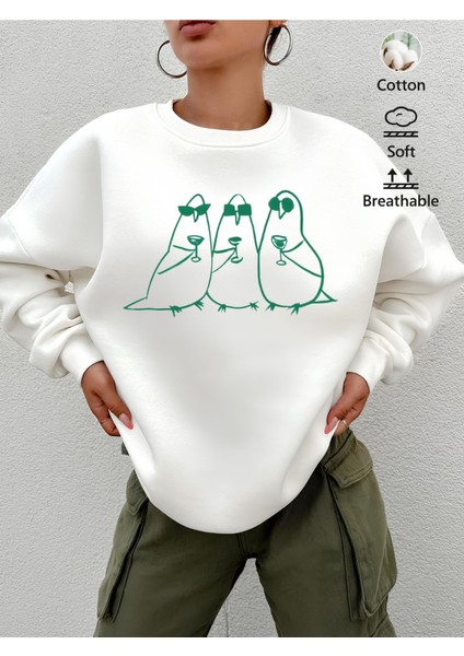 Premium Oversize Kesim Uzun Kollu Baskılı Sweatshirt