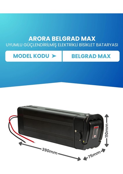 Arora Belgrad Max Uyumlu 36V 10AH Güçlendirilmiş Elektrikli Bisiklet Bataryası fiyatları