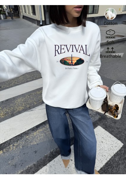 Premium Oversize Kesim Uzun Kollu Baskılı Sweatshirt