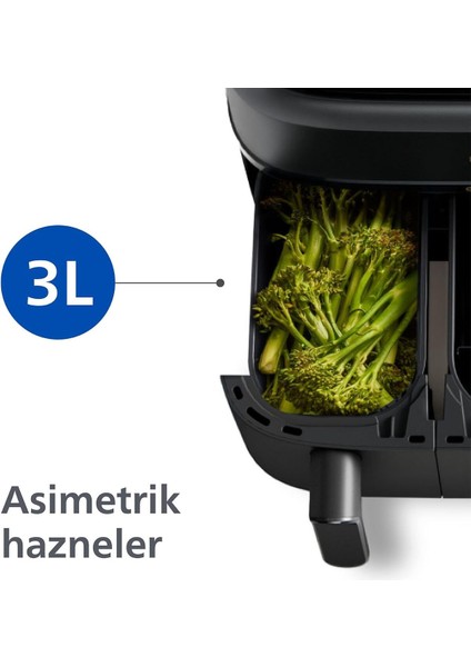 Çift Hazneli 3000 Serisi Airfryer, Rapid Air Teknolojisi, Beyaz fırsatları